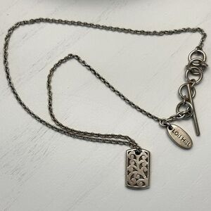 Vintage Lois Hill Sterling Silver 925 Scroll Tag Toggle Necklace